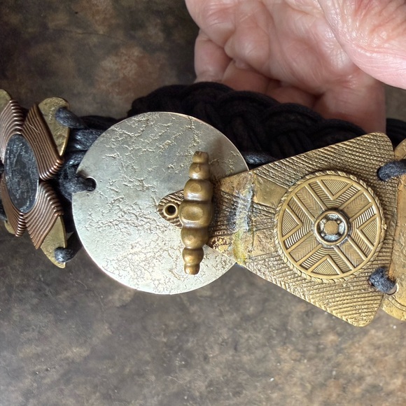 Marjorie Baer, San Francisco, artisan belt, vintage, black webbing, mixed metals - Picture 12 of 15